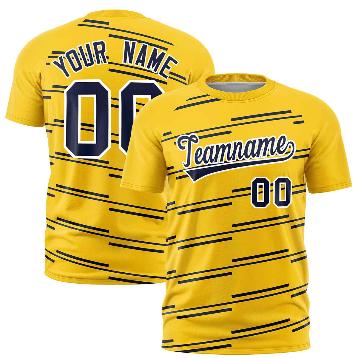 Custom Gold Navy Personalized Slanting Line Graffiti Pattern Performance T-Shirt | KXKSHOP