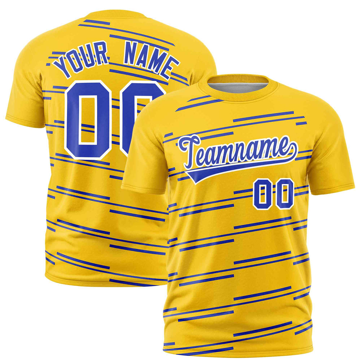 Custom Gold Royal Personalized Slanting Line Graffiti Pattern Performance T-Shirt | KXKSHOP