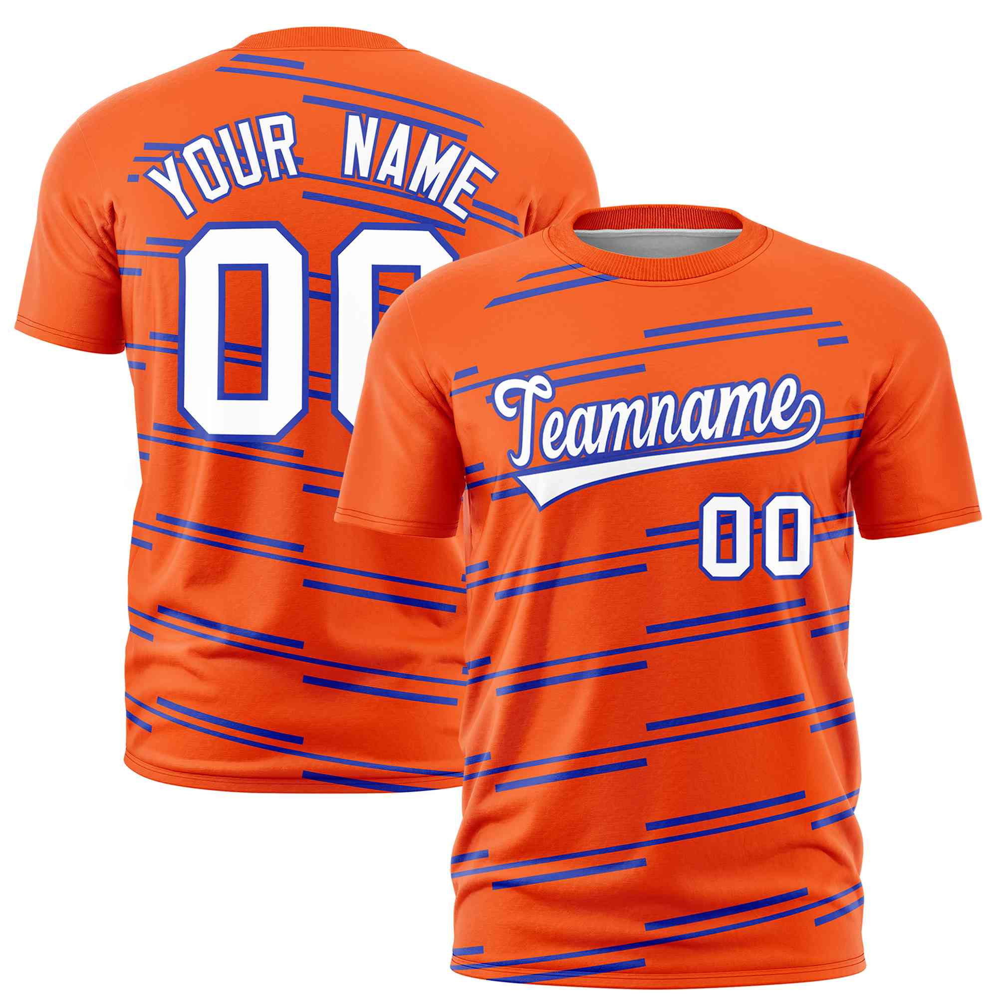 Custom Orange Royal Personalized Slanting Line Graffiti Pattern Performance T-Shirt | KXKSHOP