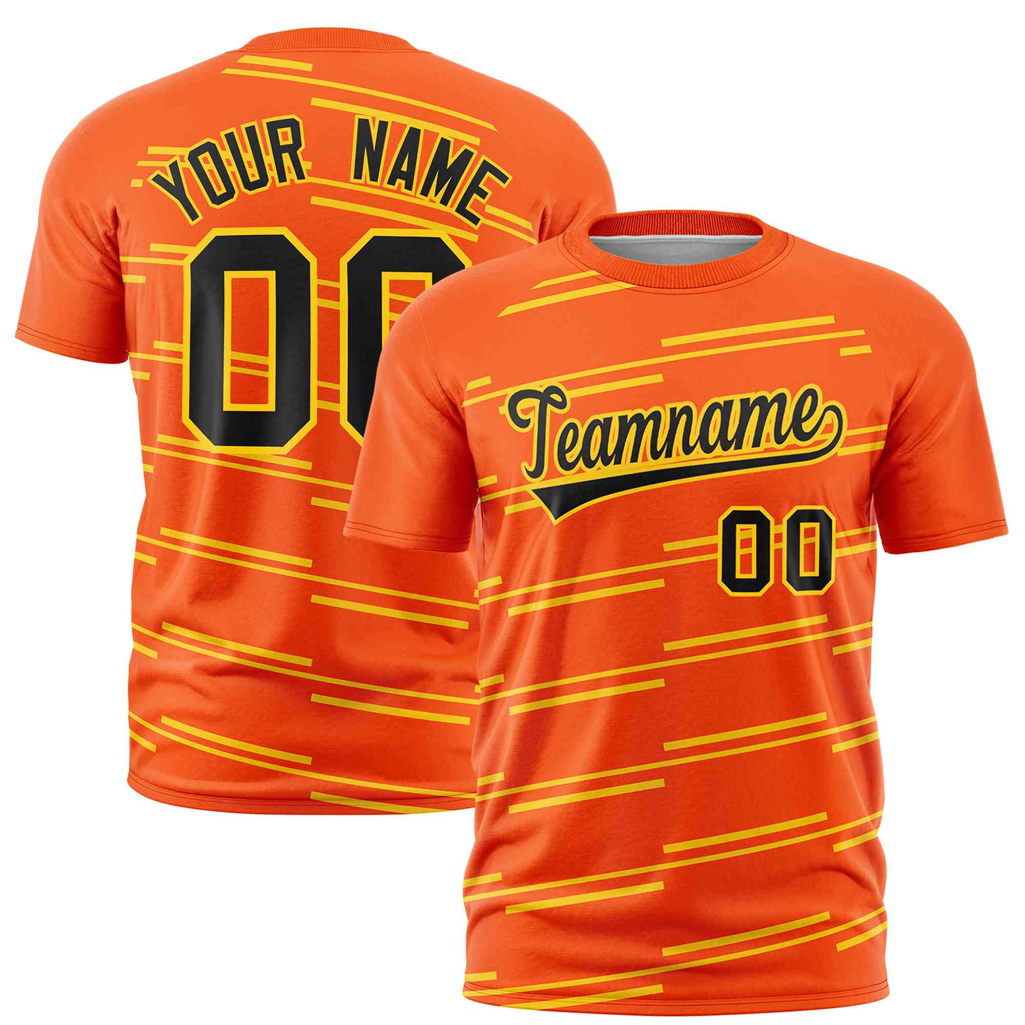 Custom Orange Gold Personalized Slanting Line Graffiti Pattern Performance T-Shirt | KXKSHOP