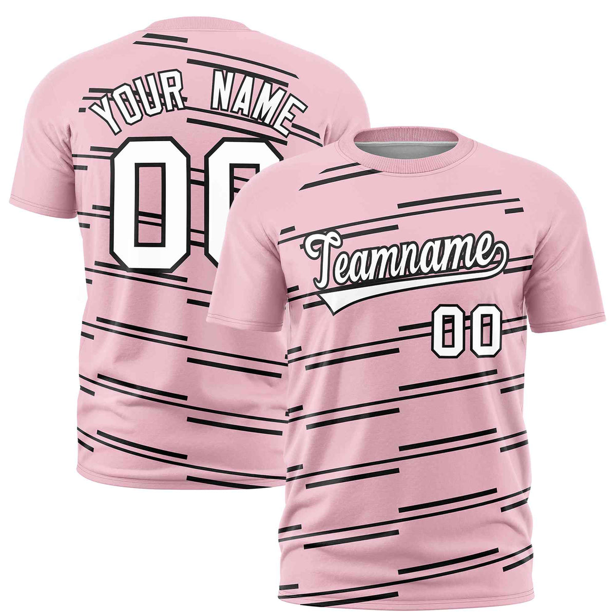 Custom Light Pink Black Personalized Slanting Line Graffiti Pattern Performance T-Shirt | KXKSHOP