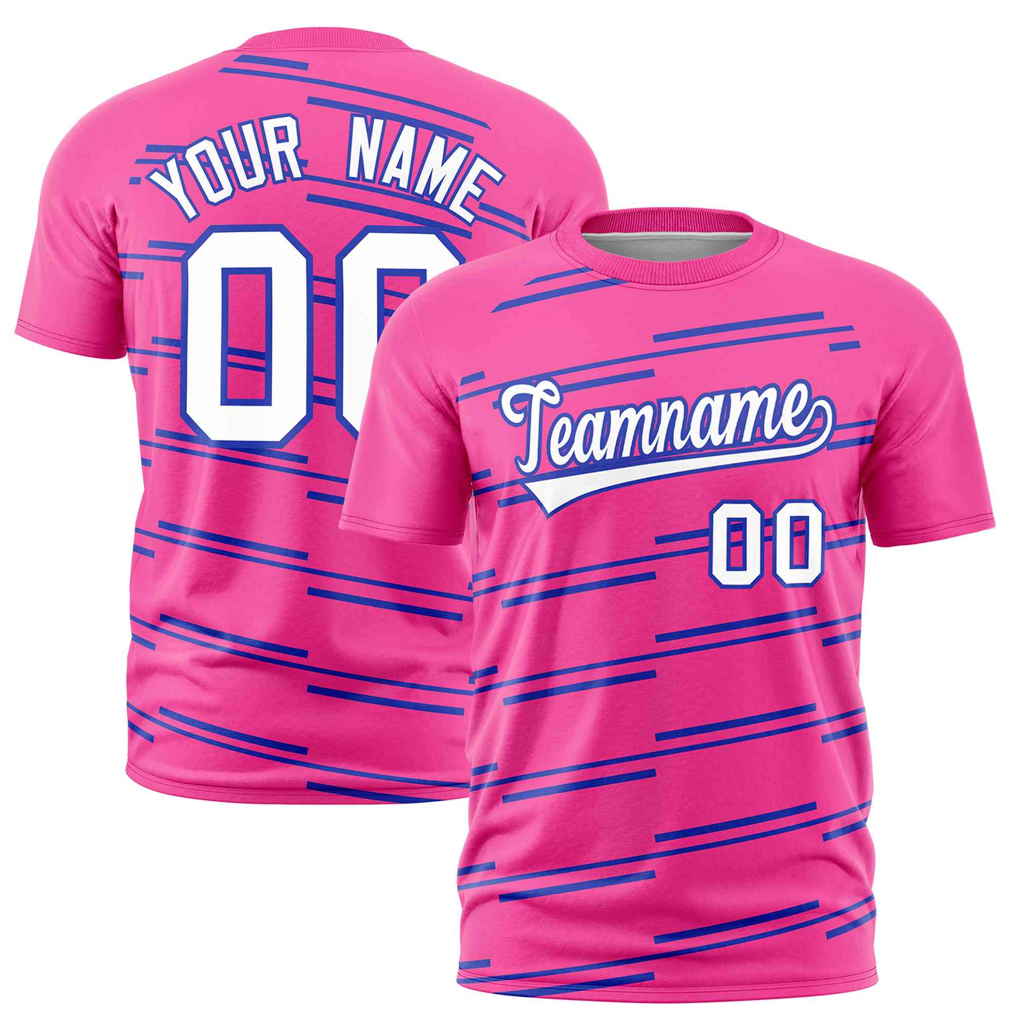 Custom Pink Royal Personalized Slanting Line Graffiti Pattern Performance T-Shirt | KXKSHOP