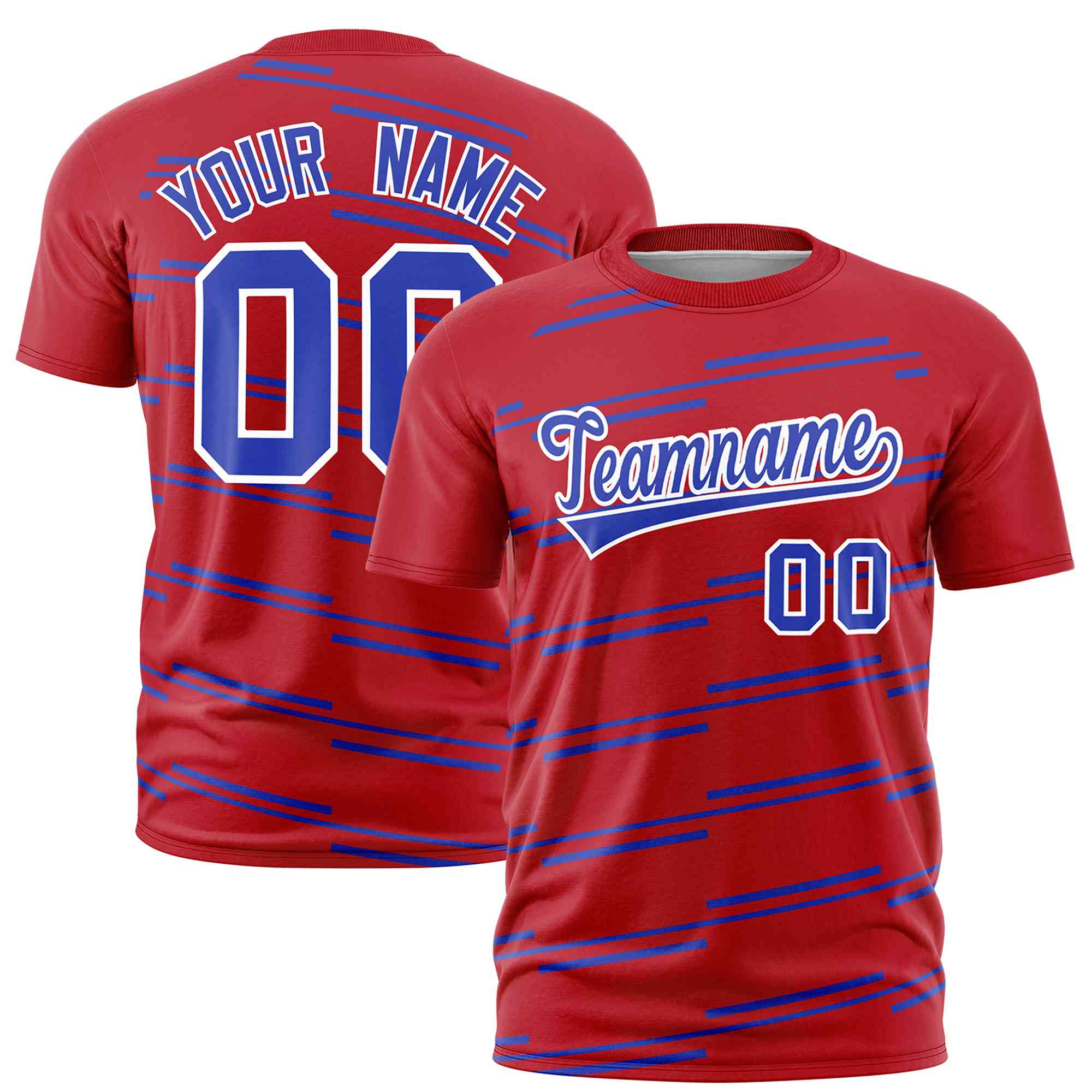 Custom Red Royal Personalized Slanting Line Graffiti Pattern Performance T-Shirt | KXKSHOP