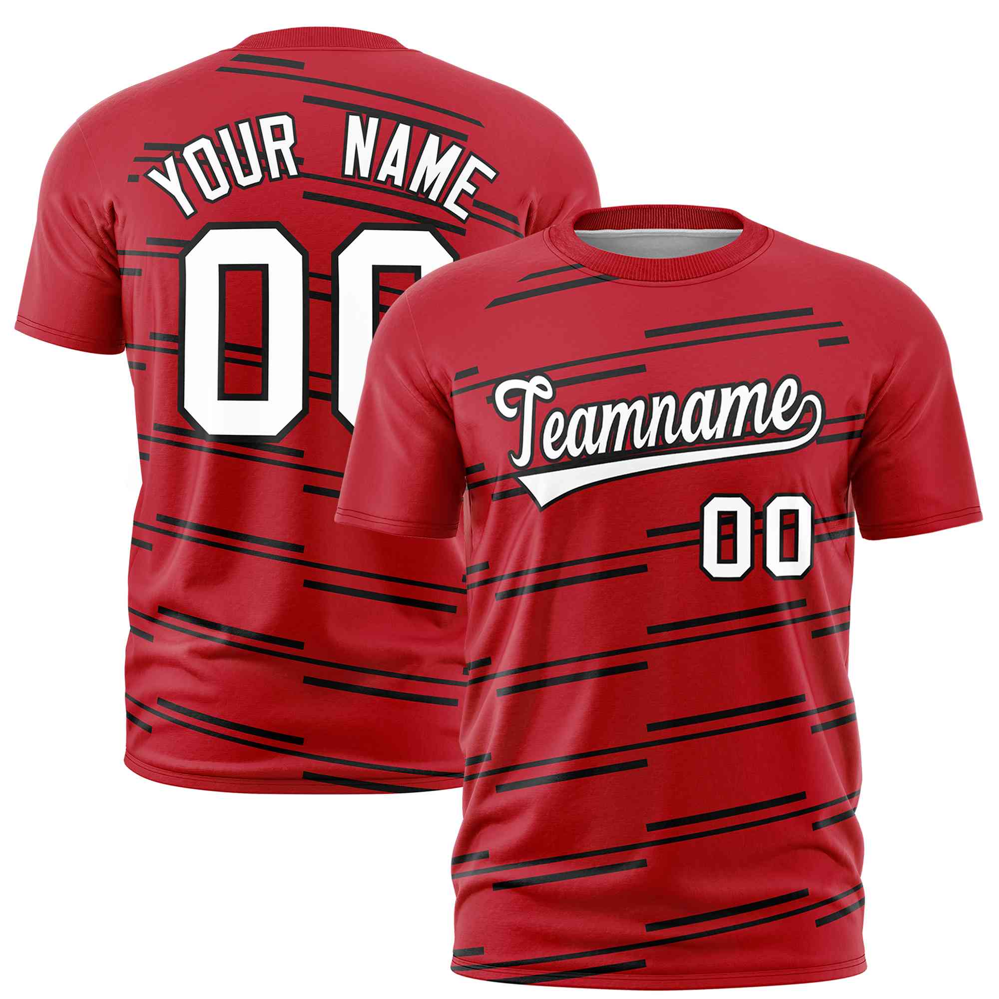 Custom Red Black Personalized Slanting Line Graffiti Pattern Performance T-Shirt | KXKSHOP