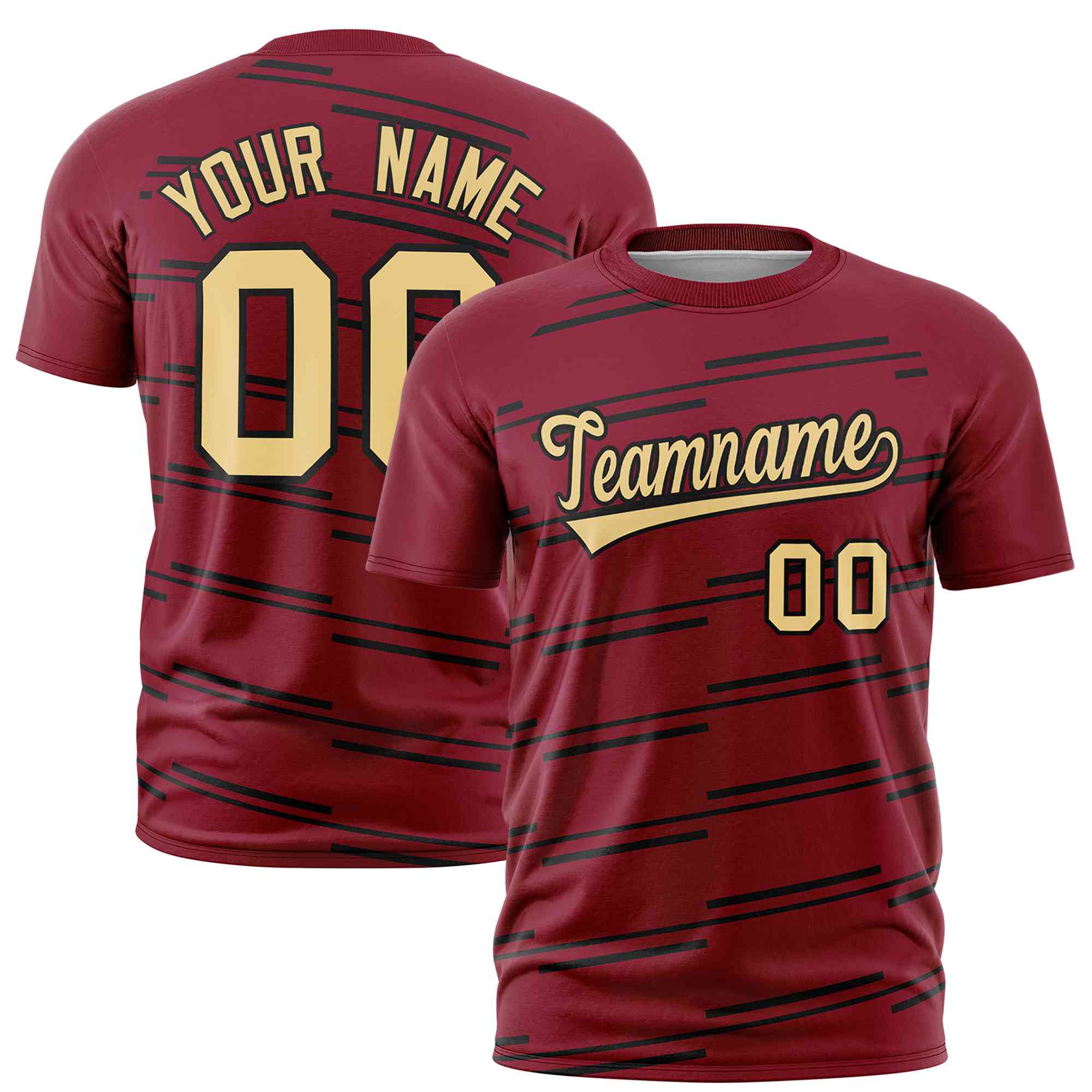 Custom Crimson Black Personalized Slanting Line Graffiti Pattern Performance T-Shirt | KXKSHOP