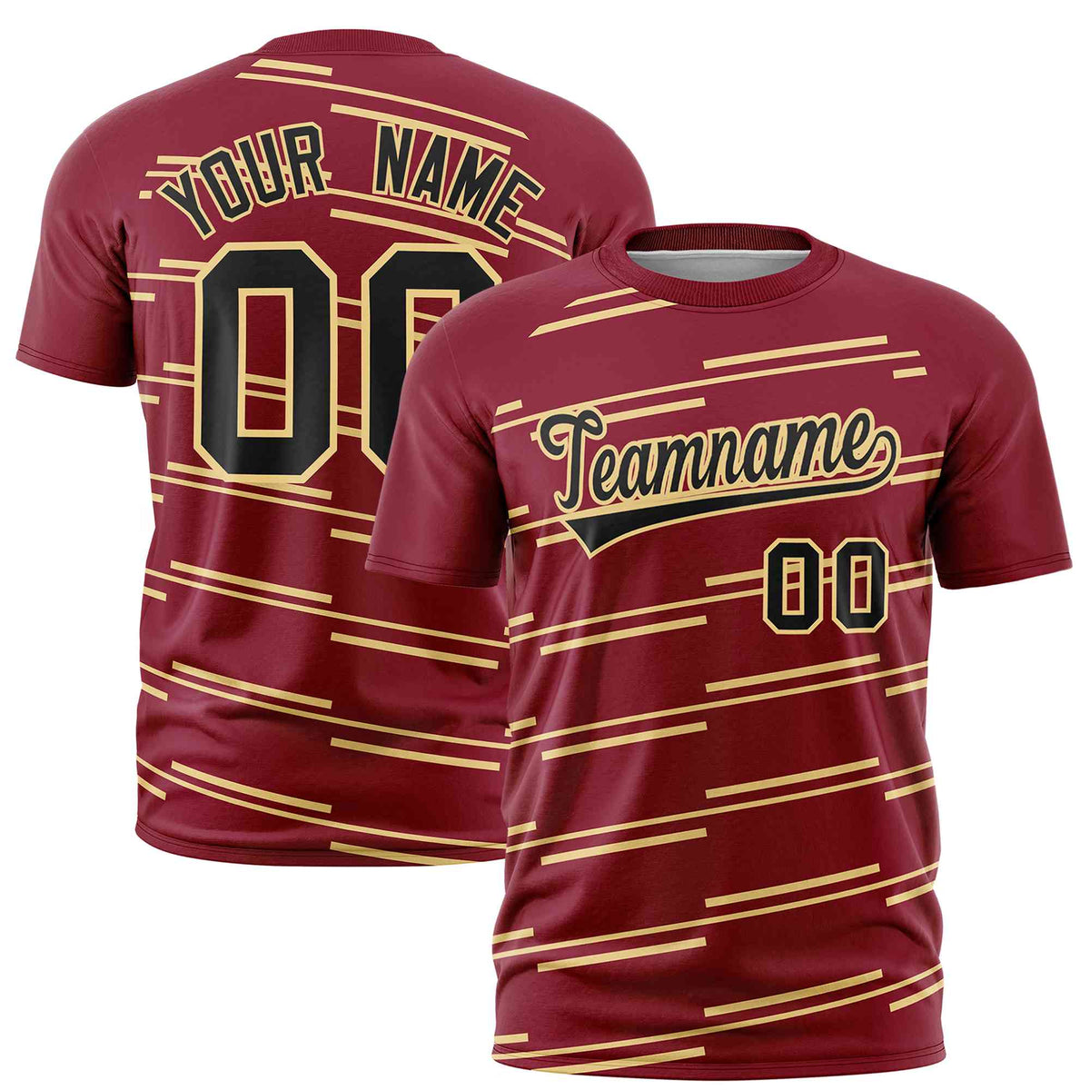 Custom Crimson Khaki Personalized Slanting Line Graffiti Pattern Performance T-Shirt | KXKSHOP