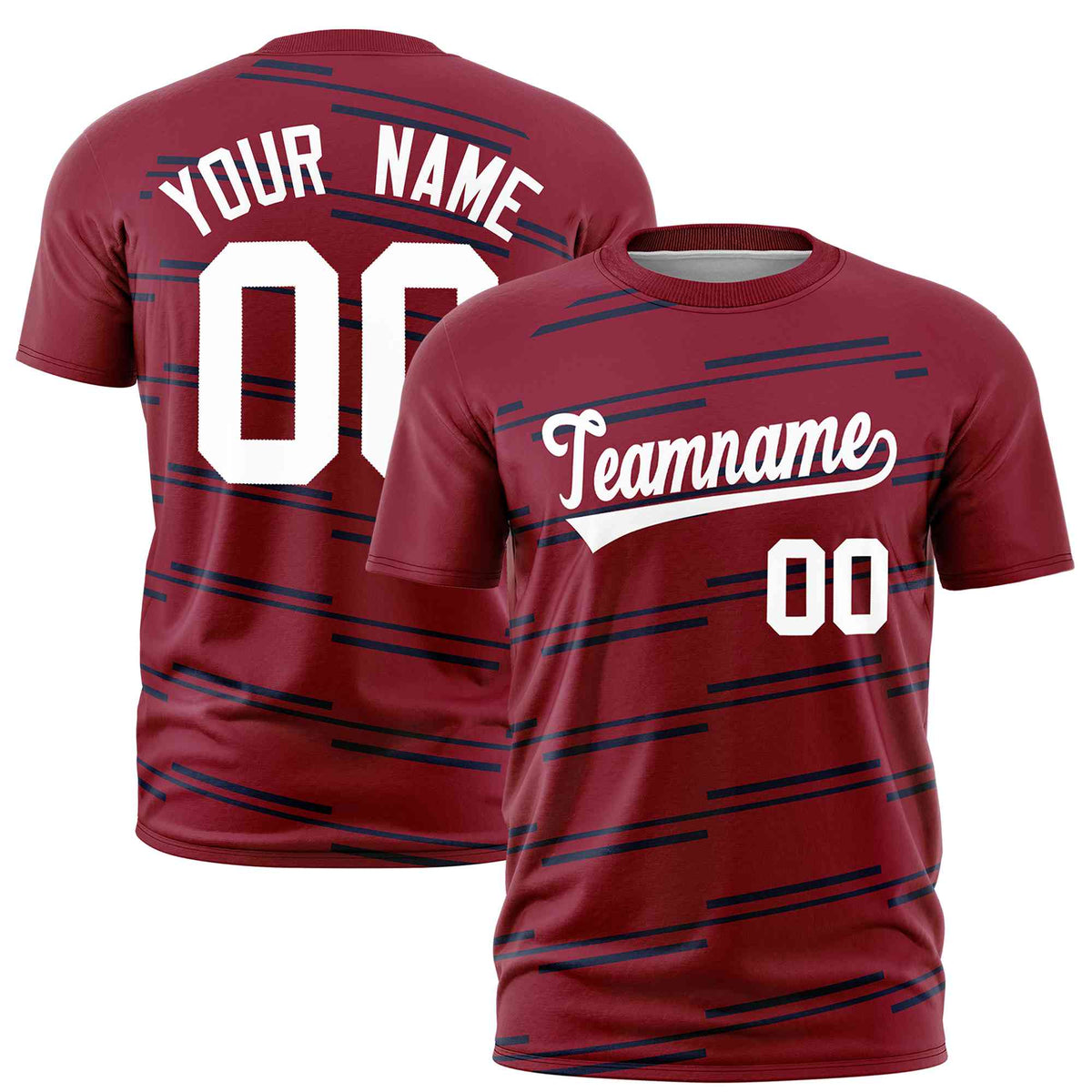 Custom Crimson Navy Personalized Slanting Line Graffiti Pattern Performance T-Shirt | KXKSHOP