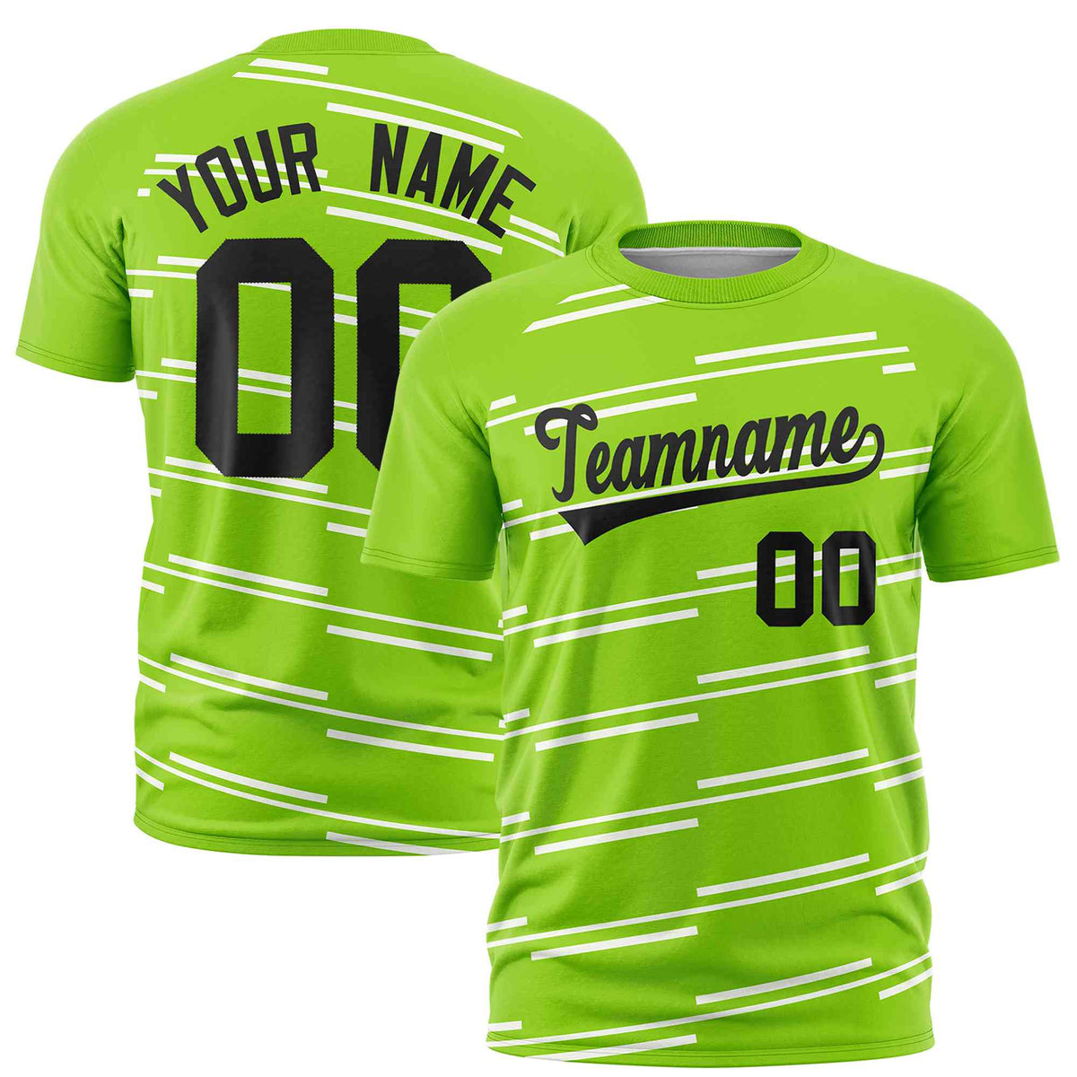 Custom Neon Green White Personalized Slanting Line Graffiti Pattern Performance T-Shirt | KXKSHOP