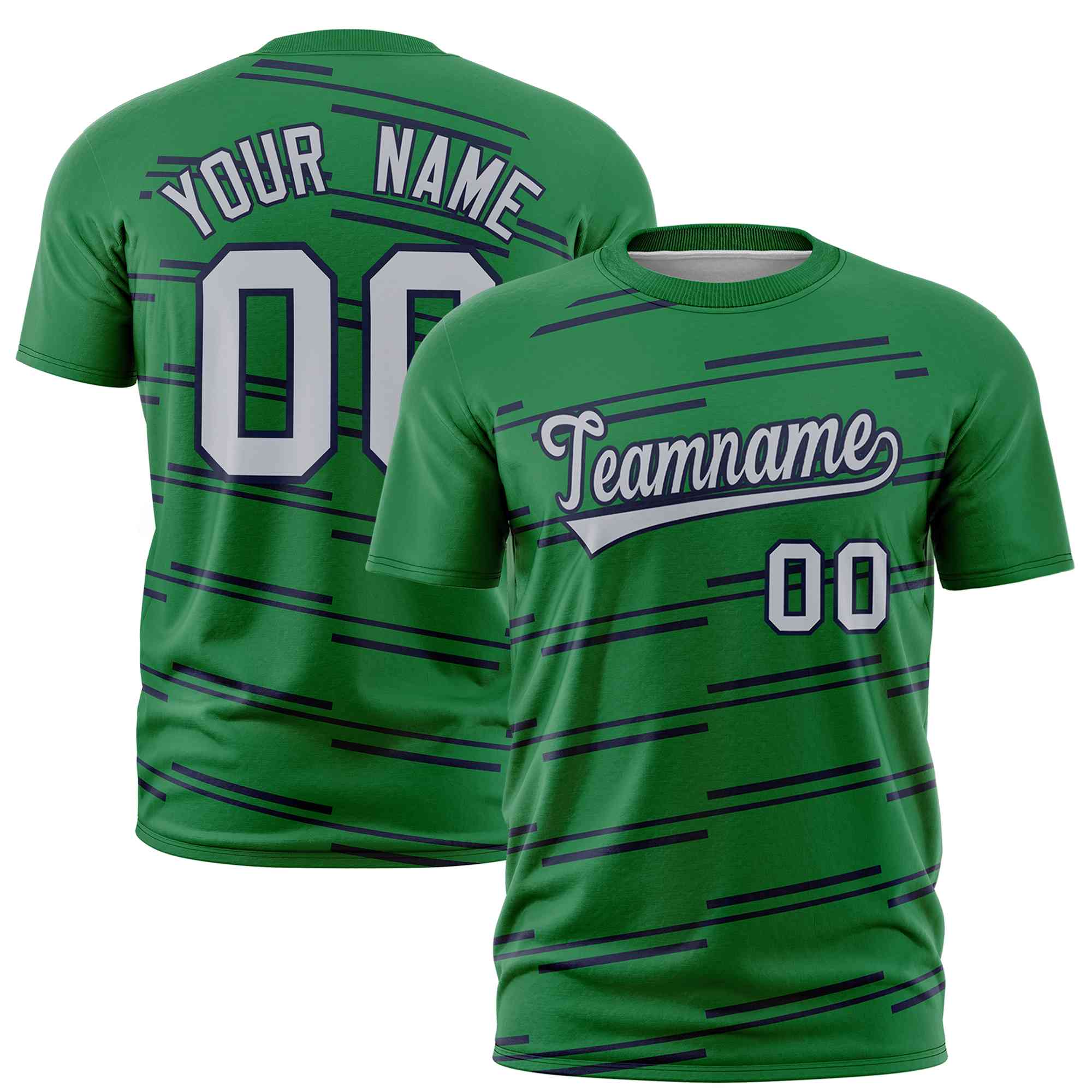 Custom Kelly Green Navy Personalized Slanting Line Graffiti Pattern Performance T-Shirt | KXKSHOP