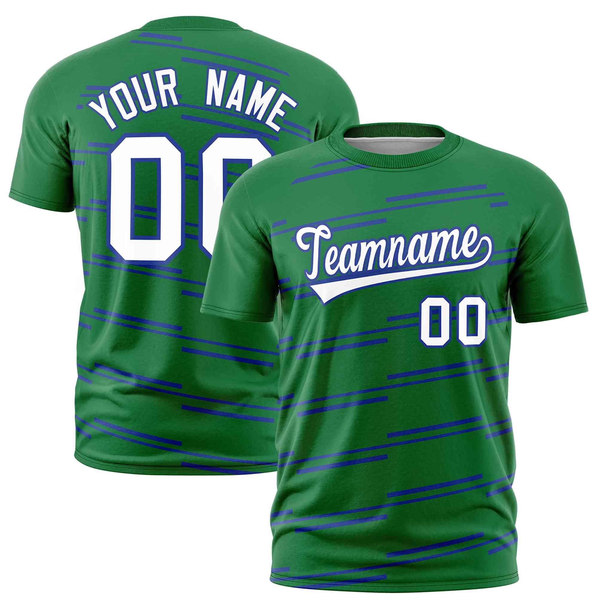 Custom Kelly Green Royal Personalized Slanting Line Graffiti Pattern Performance T-Shirt | KXKSHOP