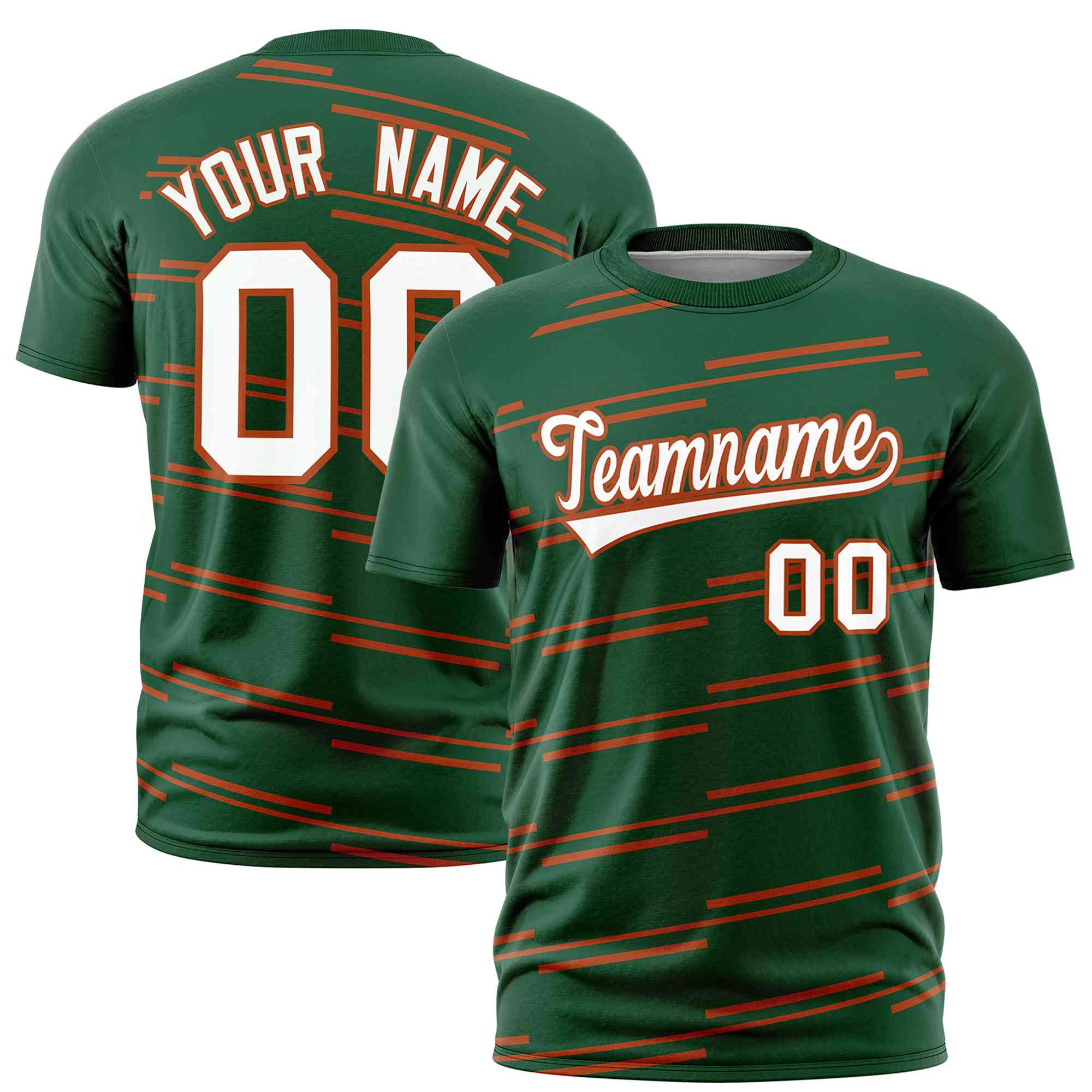 Custom Green Texas Orange Personalized Slanting Line Graffiti Pattern Performance T-Shirt | KXKSHOP