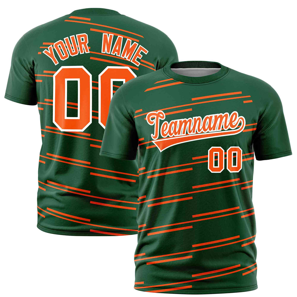 Custom Green Orange Personalized Slanting Line Graffiti Pattern Performance T-Shirt | KXKSHOP