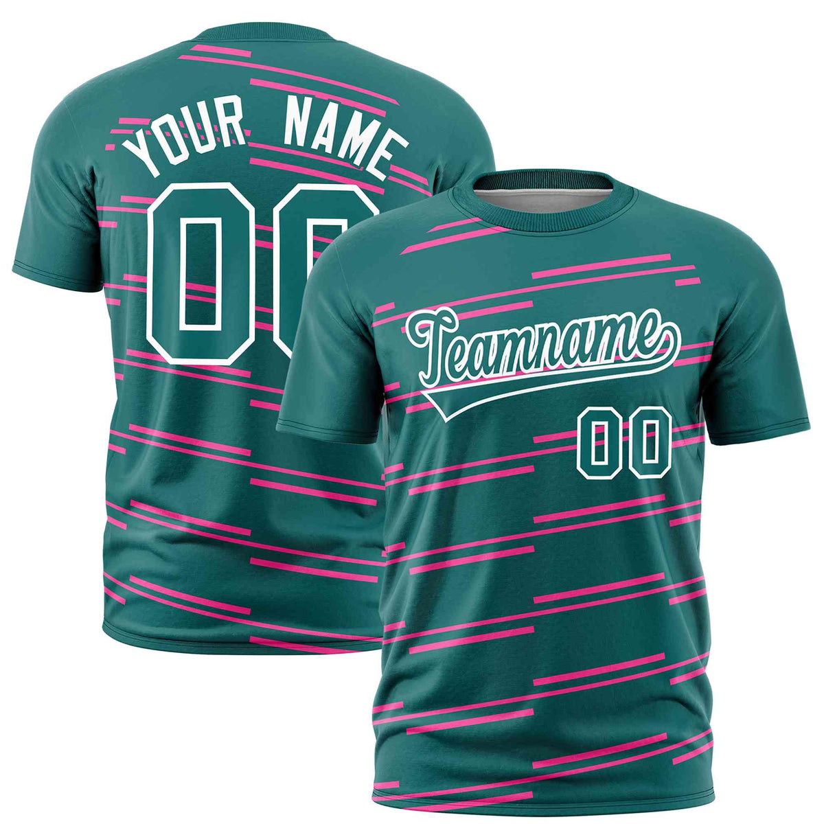 Custom Aqua Pink Personalized Slanting Line Graffiti Pattern Performance T-Shirt | KXKSHOP