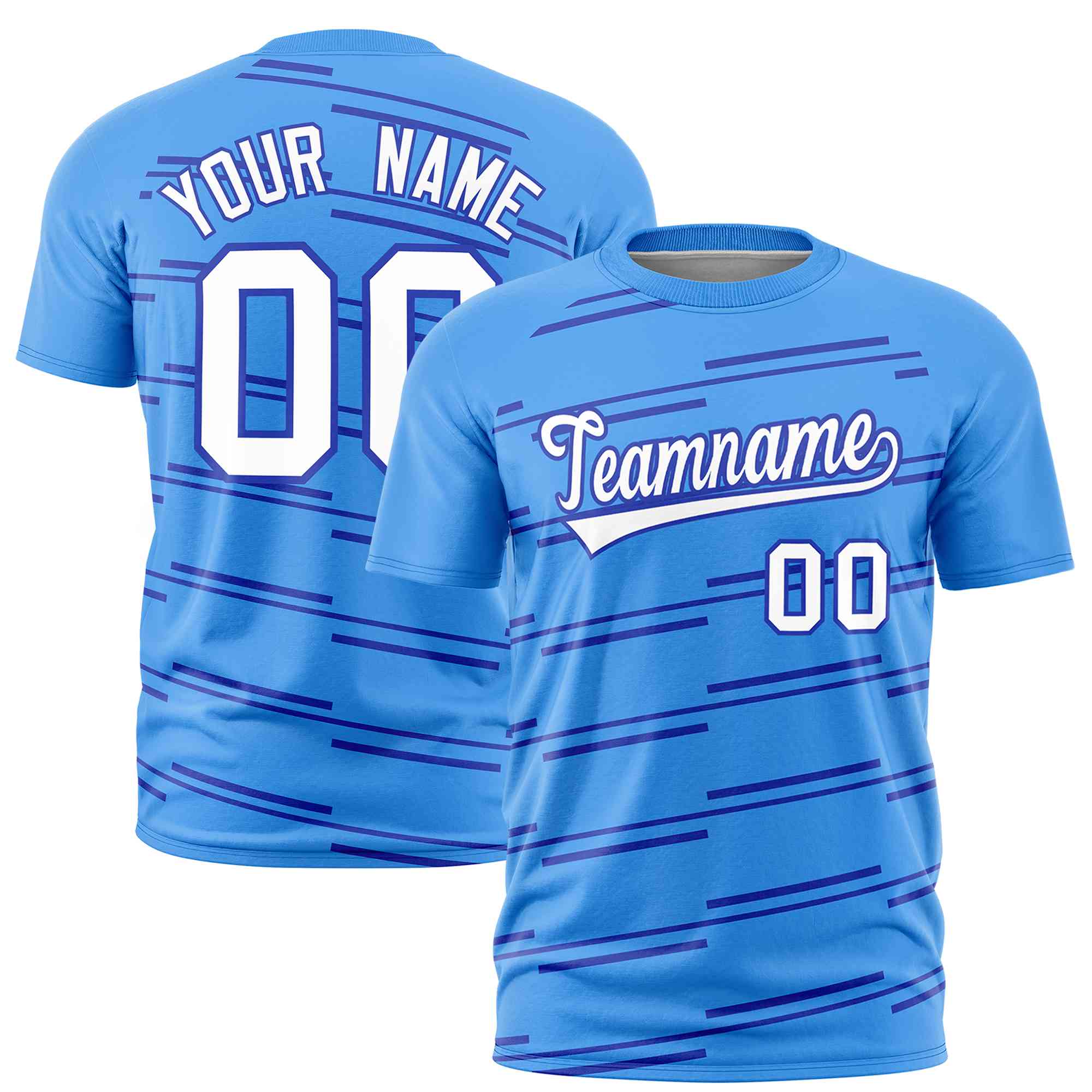 Custom Powder Blue Royal Personalized Slanting Line Graffiti Pattern Performance T-Shirt | KXKSHOP