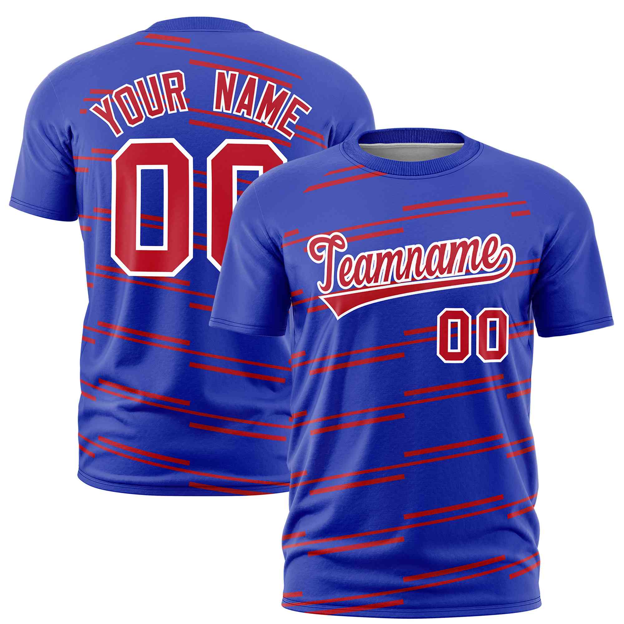 Custom Royal Red Personalized Slanting Line Graffiti Pattern Performance T-Shirt | KXKSHOP