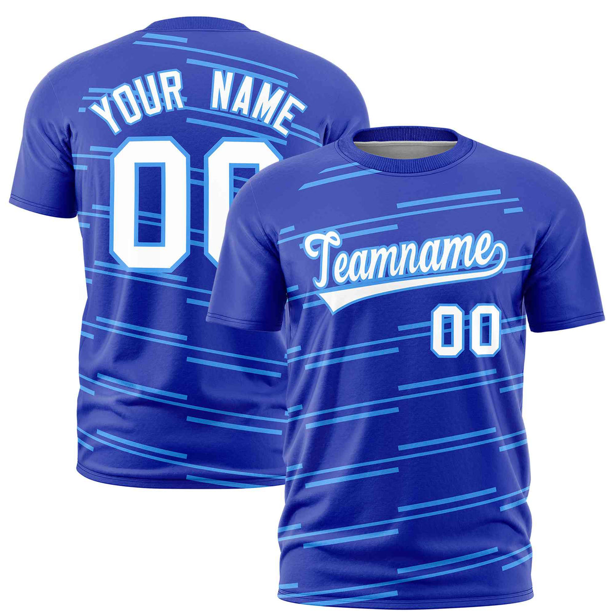 Custom Royal Powder Blue Personalized Slanting Line Graffiti Pattern Performance T-Shirt | KXKSHOP