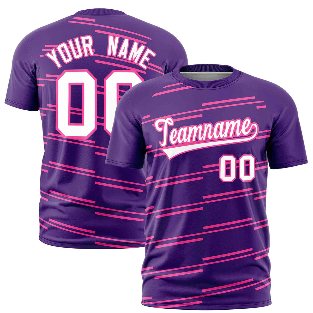 Custom Purple Pink Personalized Slanting Line Graffiti Pattern Performance T-Shirt | KXKSHOP