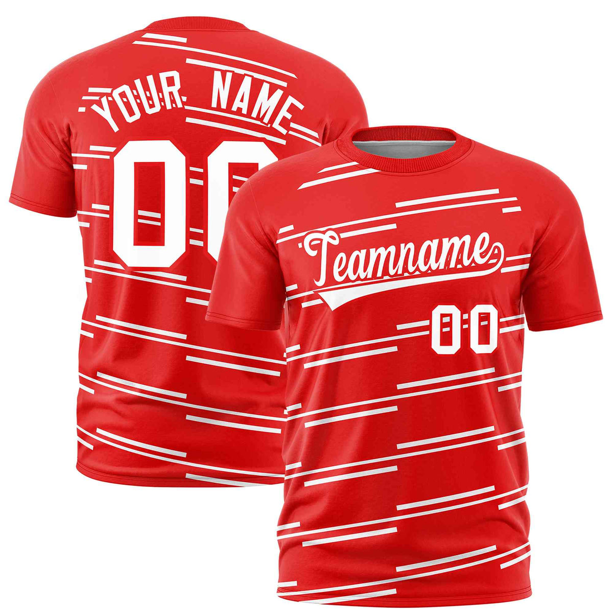 Custom Red White Personalized Slanting Line Graffiti Pattern Performance T-Shirt | KXKSHOP