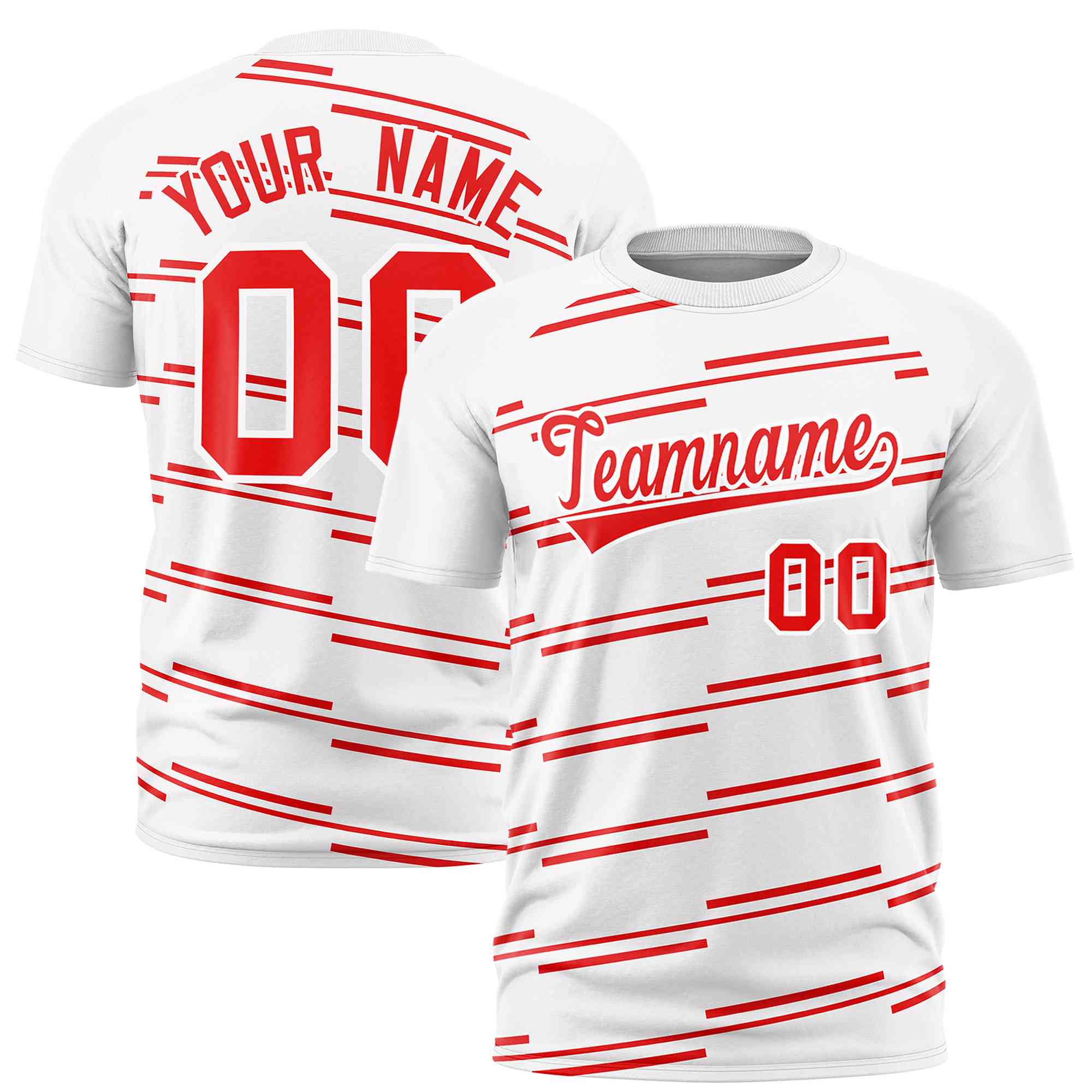 Custom White Red Personalized Slanting Line Graffiti Pattern Performance T-Shirt | KXKSHOP