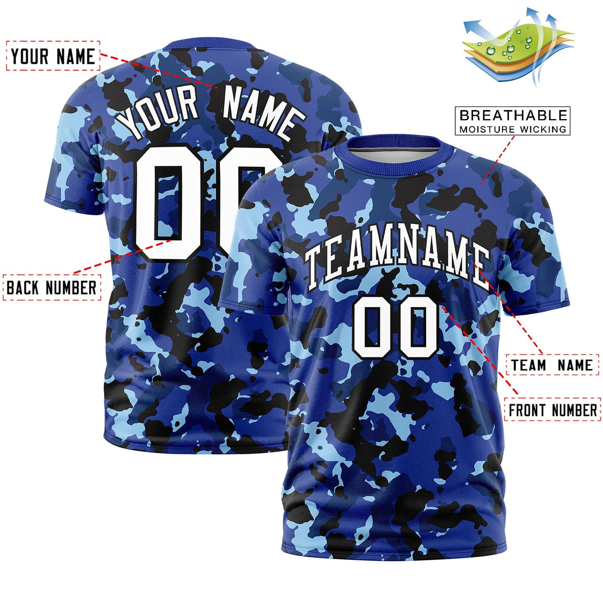 Custom Camo T-shirts Navy White Jungle Camouflage Training Shirts