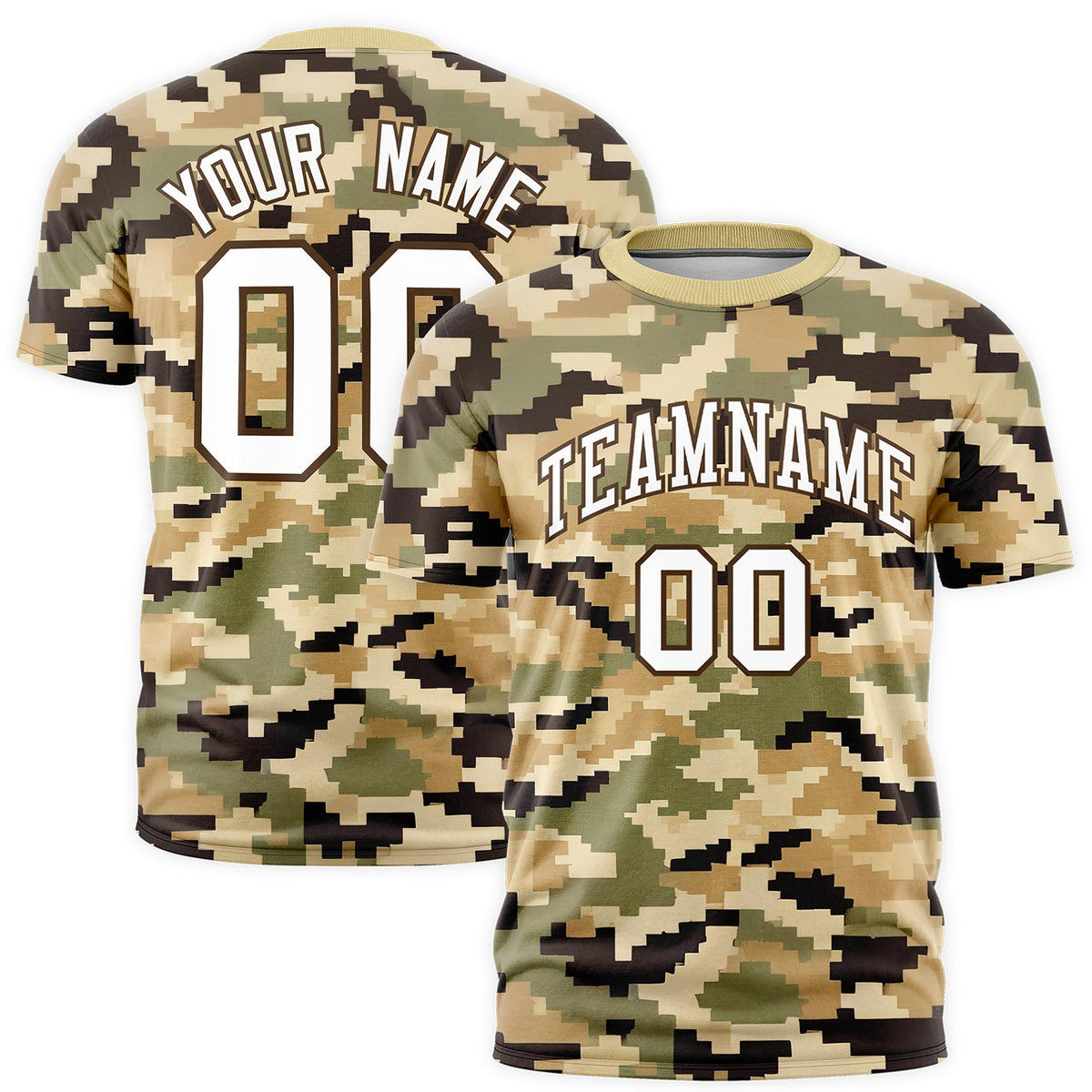 Custom Camo T-shirts Light Brown White Jungle Camouflage Training Shirts