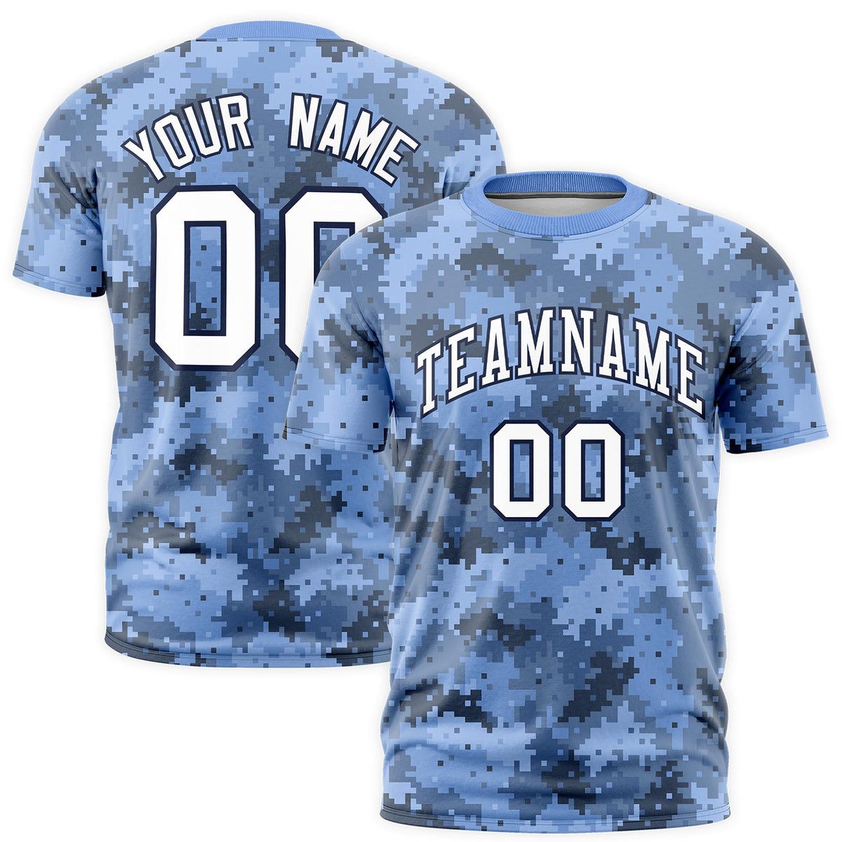 Custom Camo T-shirts Light Blue Navy Jungle Camouflage Training Shirts