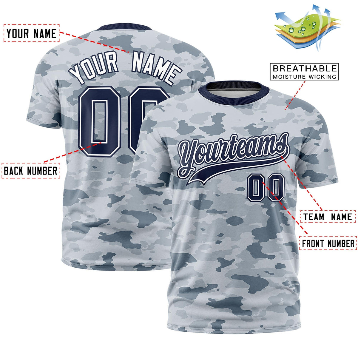 Custom Camo T-shirts White Navy Jungle Camouflage Outdoor Shirts
