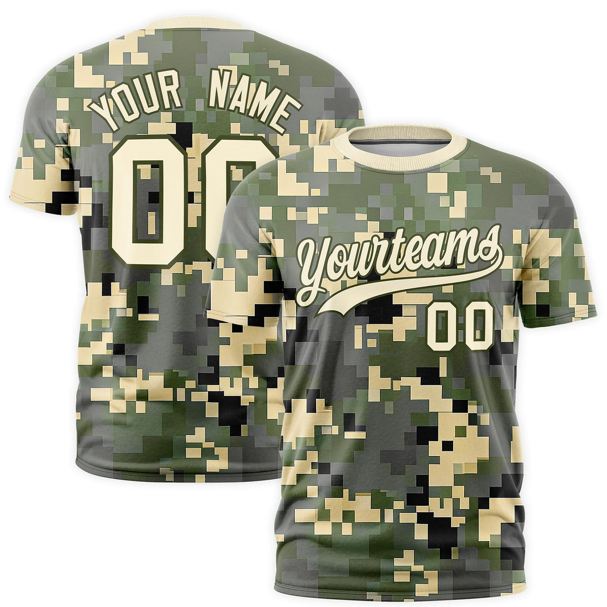 Custom Camo T-shirts Light Khaki Olive Jungle Camouflage Training Shirts