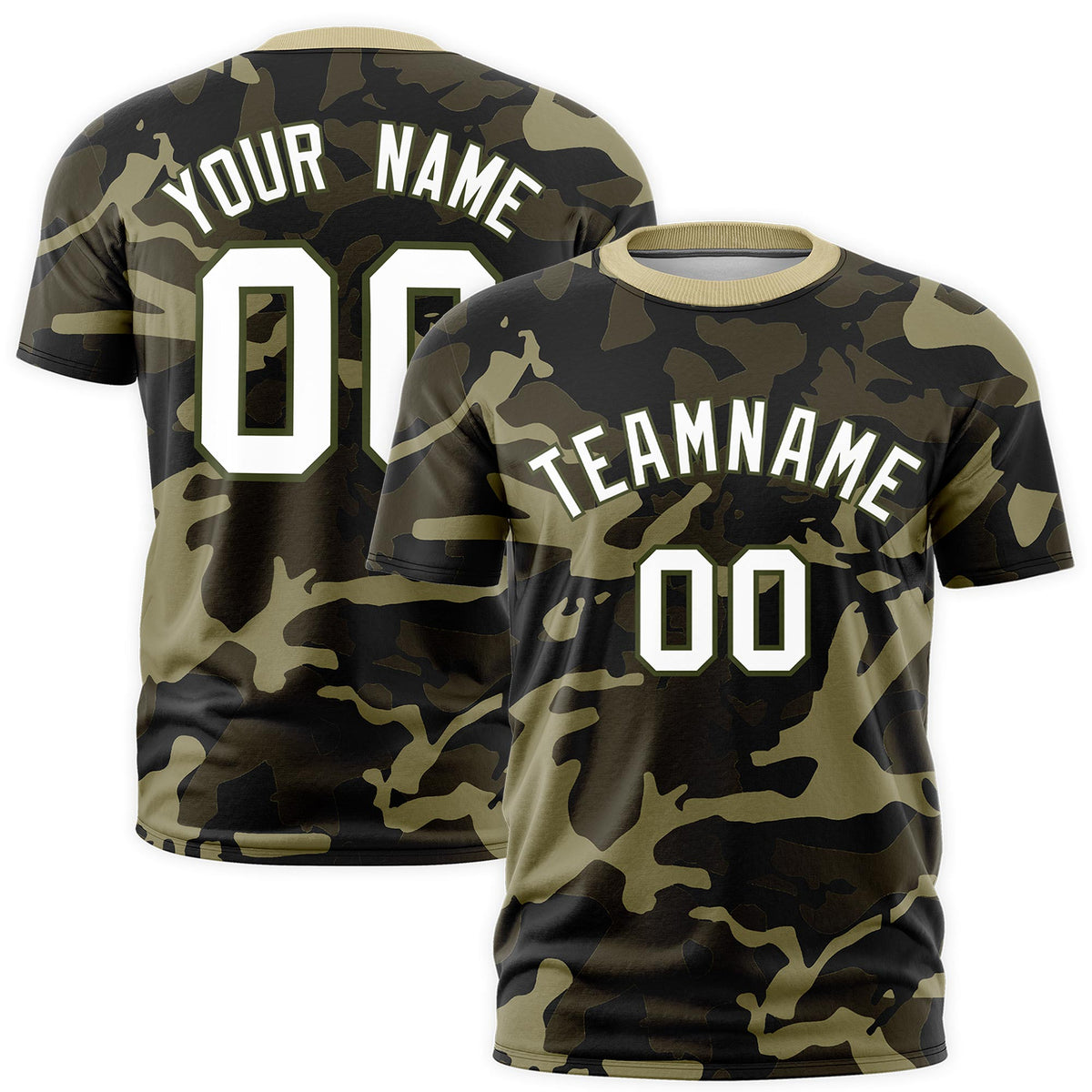 Custom Camo T-shirts Olive White Jungle Camouflage Training Shirts