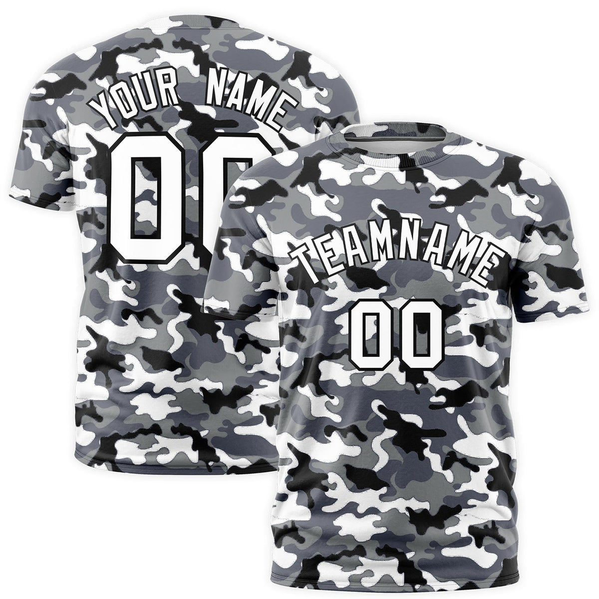 Custom Camo T-shirts Black White Jungle Camouflage Outdoor Shirts
