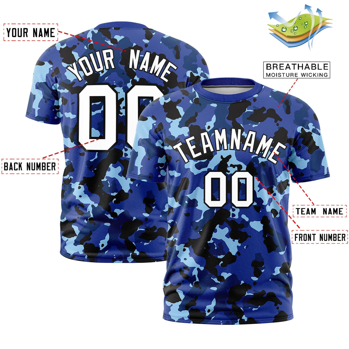 Custom Camo T-shirts Navy White Jungle Camouflage Training Shirts