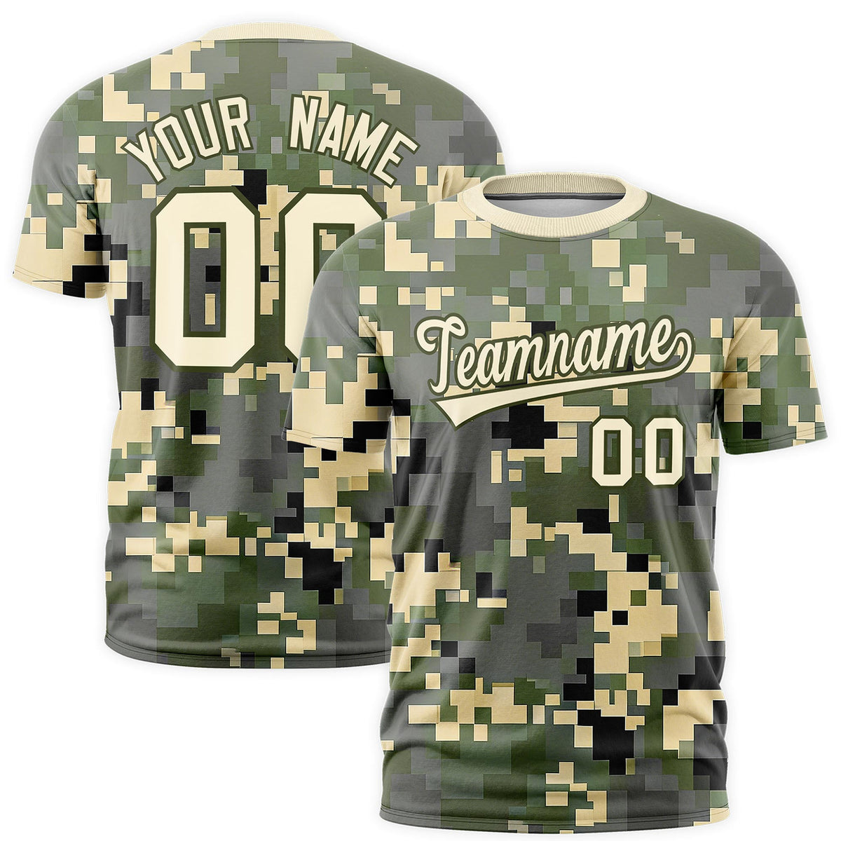 Custom Camo T-shirts Light Khaki Olive Jungle Camouflage Training Shirts