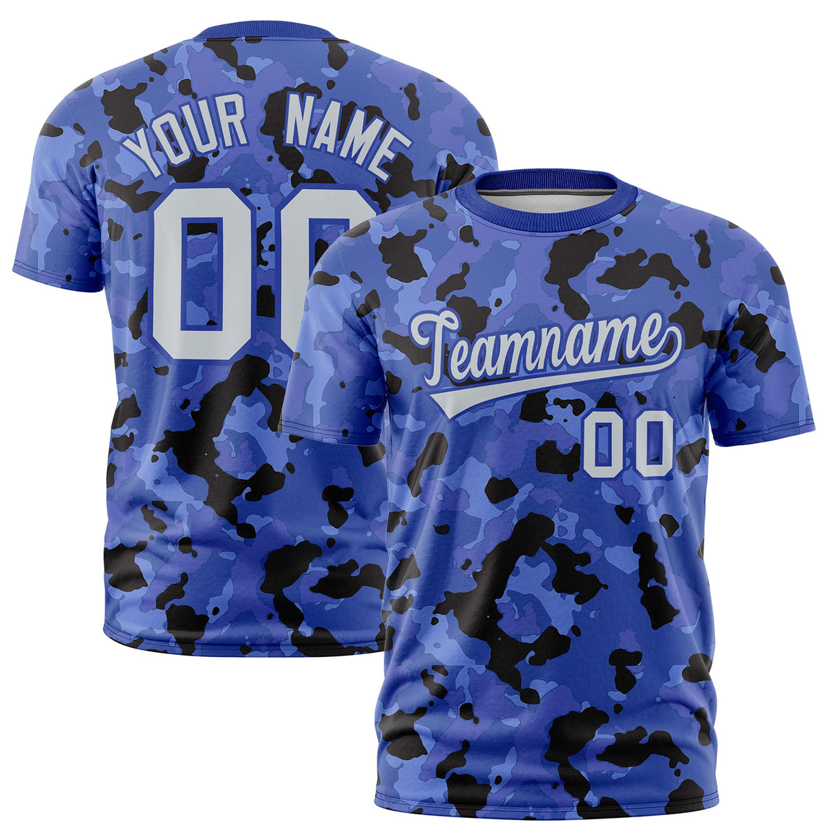 Custom Camo T-shirts Royal Blue Silver Jungle Camouflage Outdoor Shirts