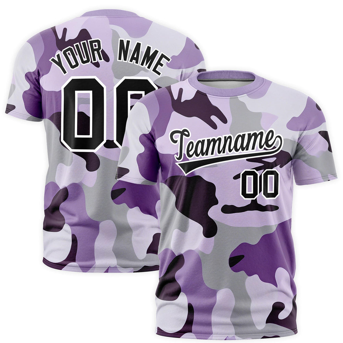 Custom Camo T-shirts Purple Black Jungle Camouflage Training Shirts