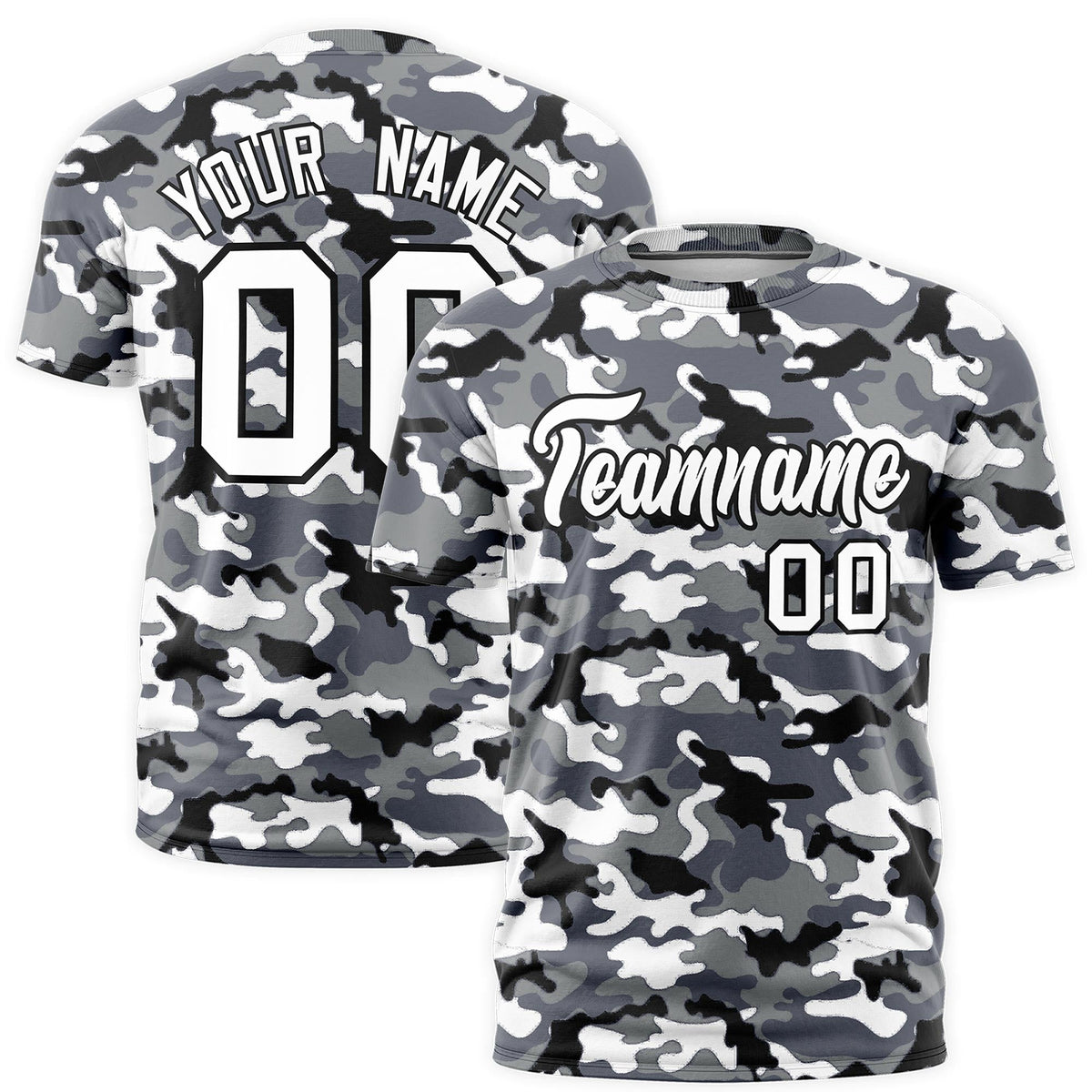 Custom Camo T-shirts Black White Jungle Camouflage Outdoor Shirts