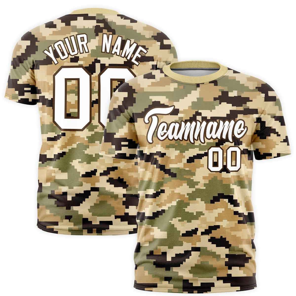Custom Camo T-shirts Light Brown White Jungle Camouflage Training Shirts