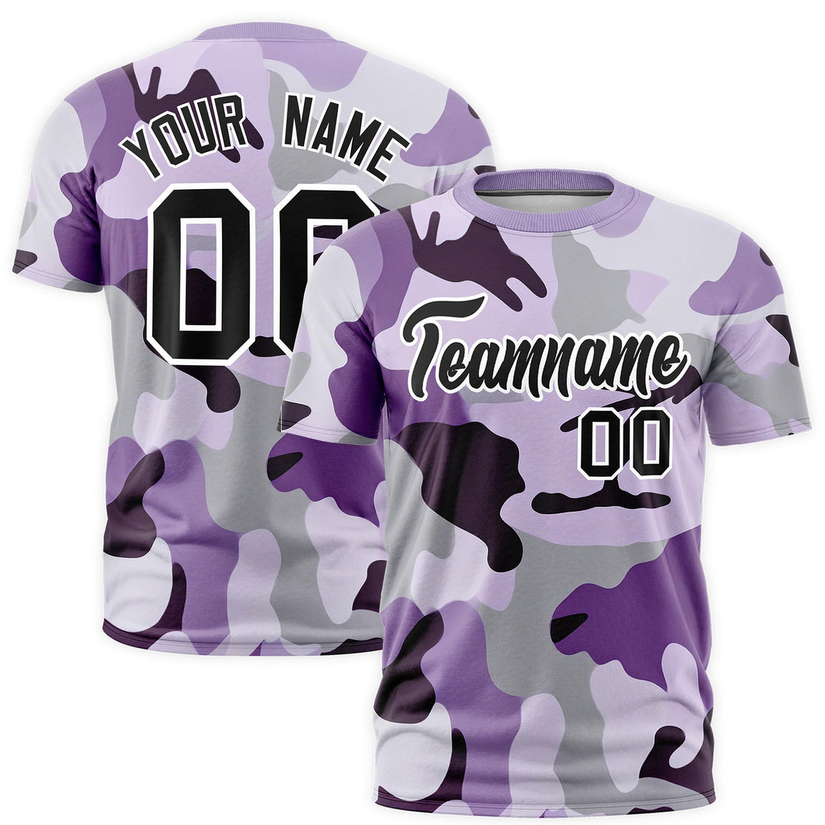 Custom Camo T-shirts Purple Black Jungle Camouflage Training Shirts