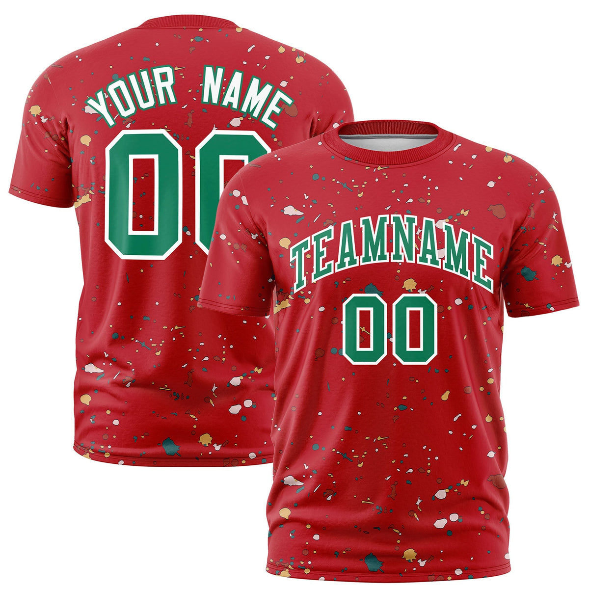 Custom Red Kelly Green White Spray Painting Graffiti Pattern Personalization T-shirt| KXKSHOP