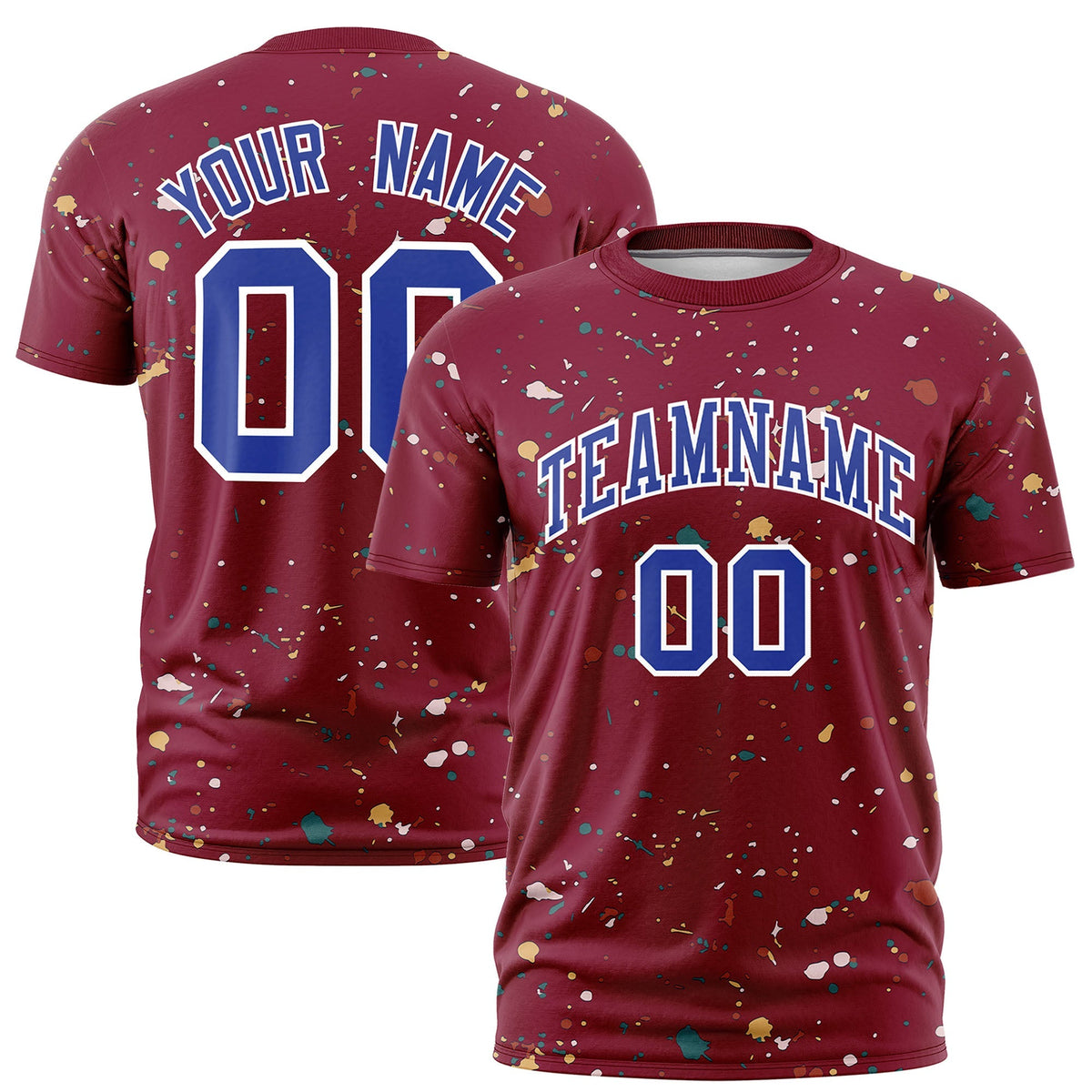 Custom Crimson Royal Blue White Spray Painting Graffiti Pattern Personalization T-shirt| KXKSHOP