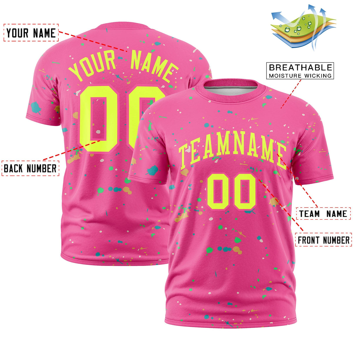 Custom Pink Fluorescent Green Spray Painting Graffiti Pattern Personalization T-shirt| KXKSHOP