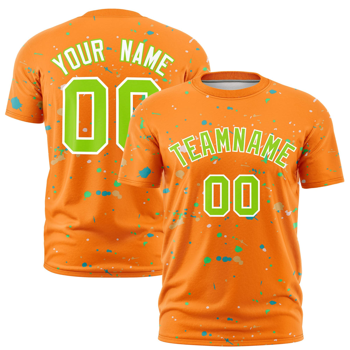 Custom Orange Neon Green White Spray Painting Graffiti Pattern Personalization T-shirt| KXKSHOP