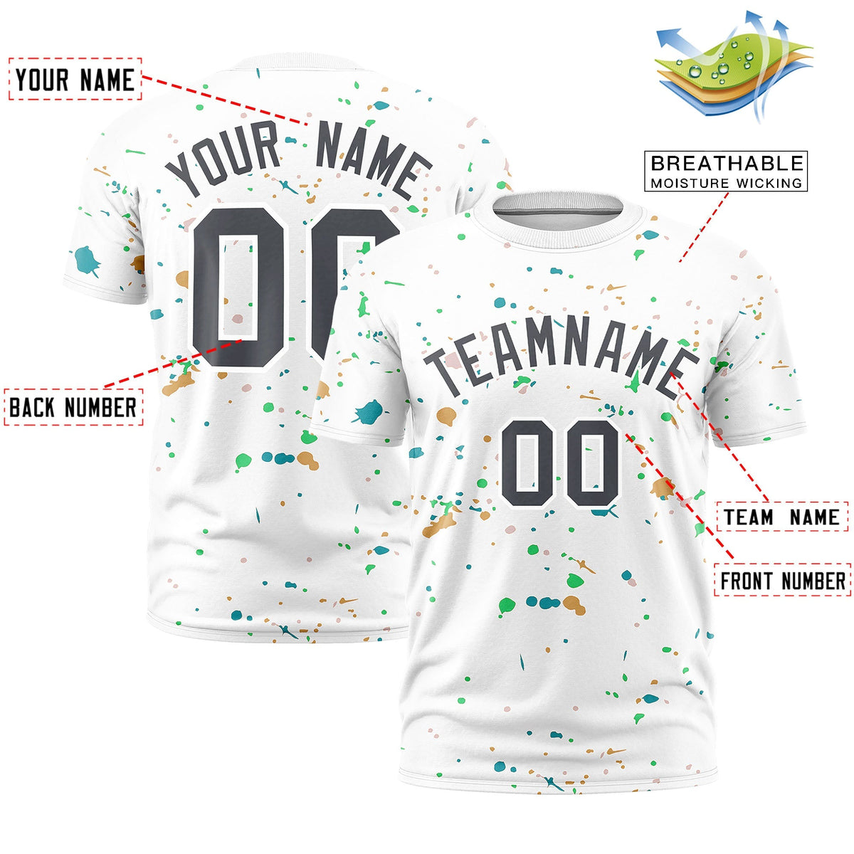 Custom White Gray Spray Painting Graffiti Pattern Personalization T-shirt| KXKSHOP