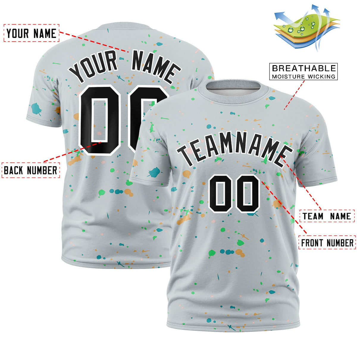 Custom Silver Black White Spray Painting Graffiti Pattern Personalization T-shirt| KXKSHOP