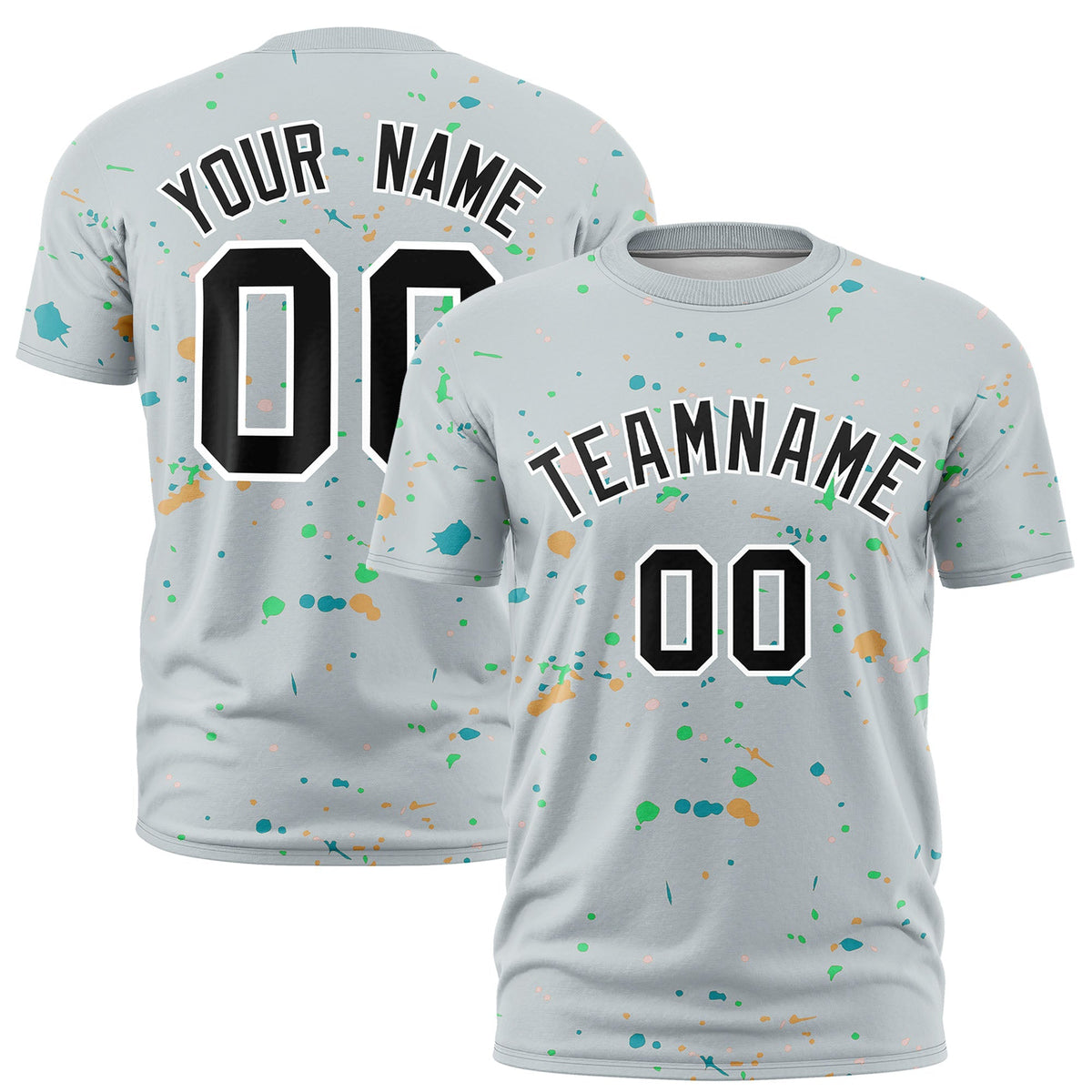 Custom Silver Black White Spray Painting Graffiti Pattern Personalization T-shirt| KXKSHOP