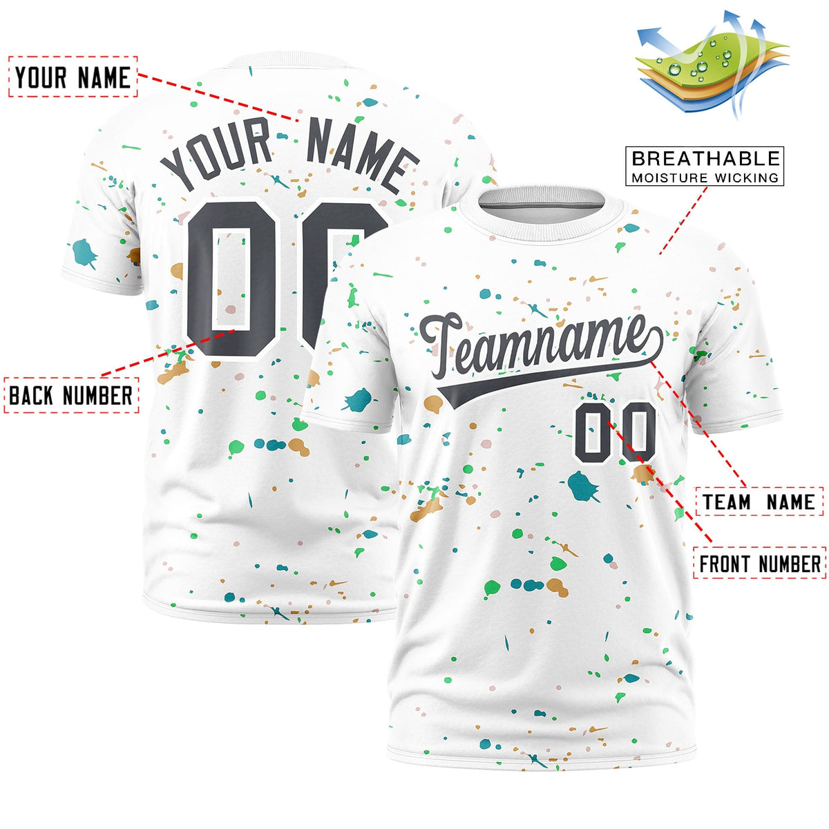 Custom White Gray Spray Painting Graffiti Pattern Personalization T-shirt| KXKSHOP