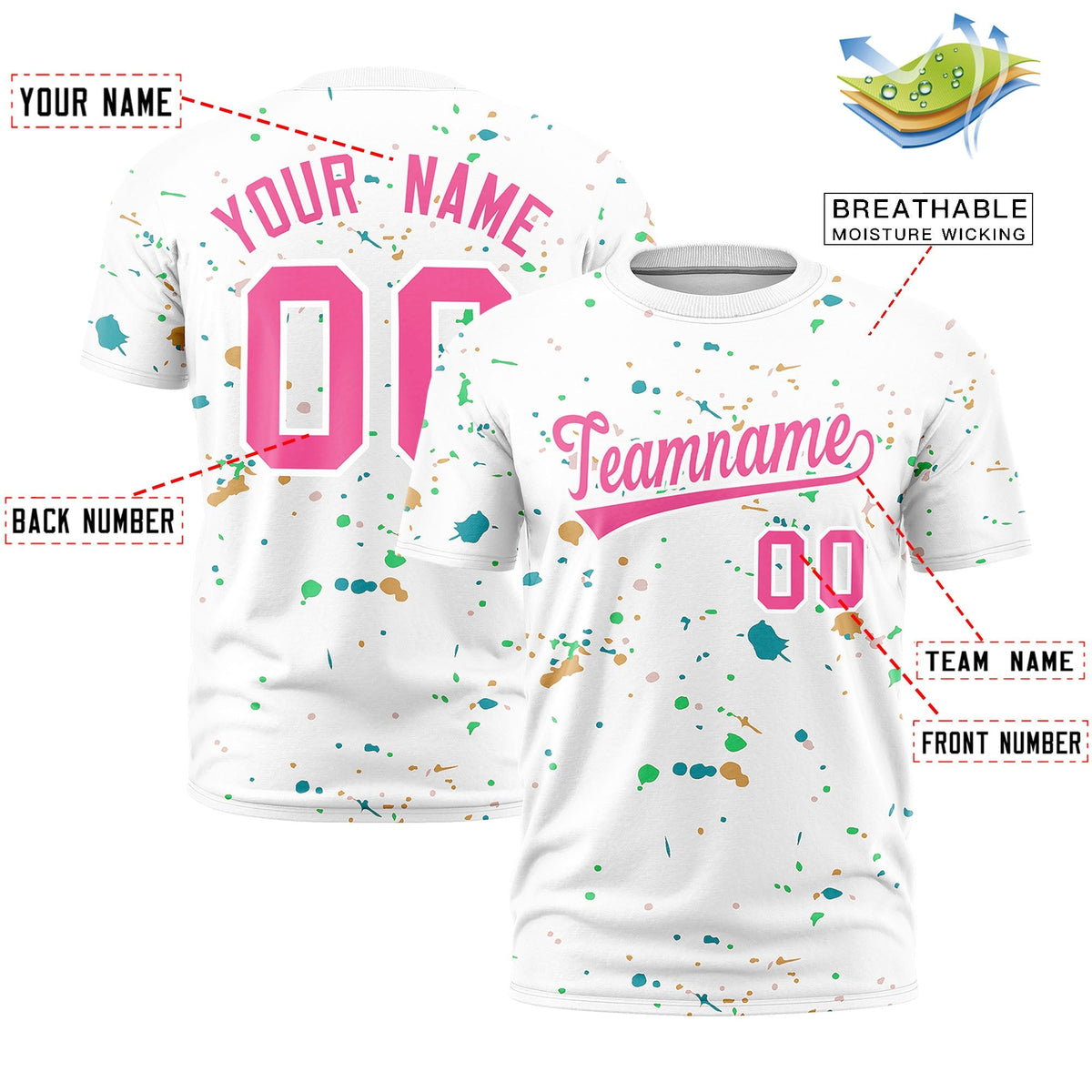 Custom White Pink Spray Painting Graffiti Pattern Personalization T-shirt| KXKSHOP