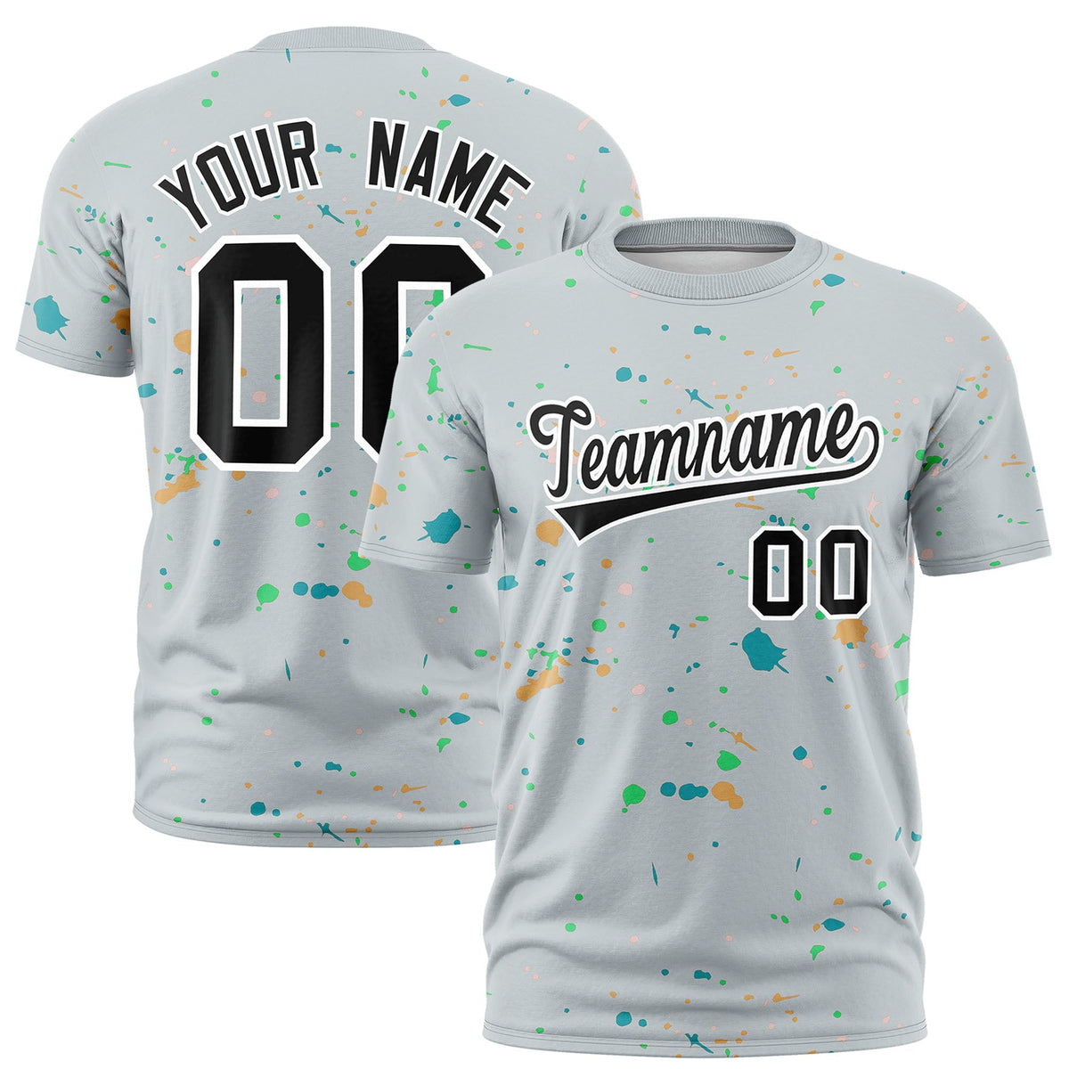 Custom Silver Black White Spray Painting Graffiti Pattern Personalization T-shirt| KXKSHOP