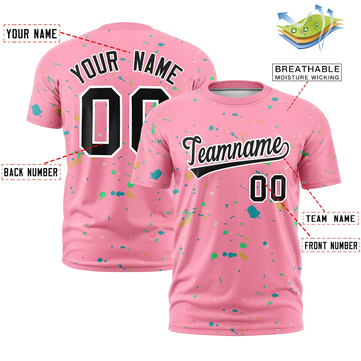 Custom Light Pink Black White Spray Painting Graffiti Pattern Personalization T-shirt| KXKSHOP