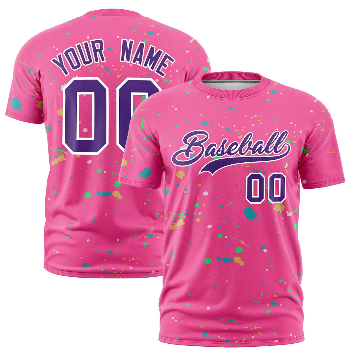 Custom Pink Purple White Spray Painting Graffiti Pattern Personalization T-shirt| KXKSHOP