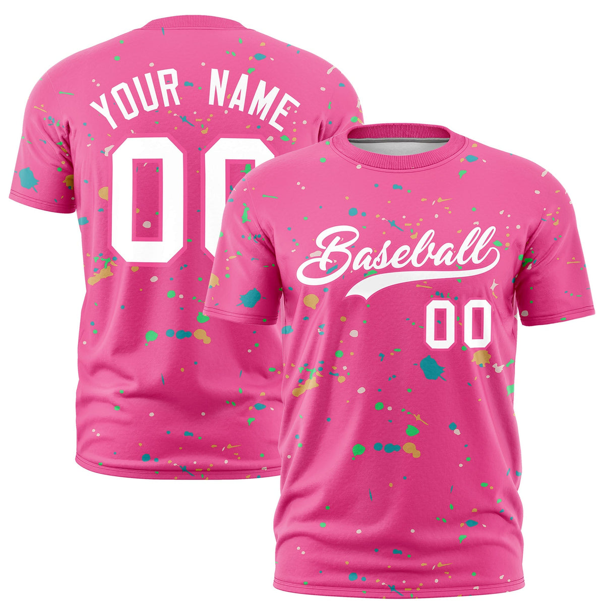 Custom Pink White Spray Painting Graffiti Pattern Personalization T-shirt| KXKSHOP